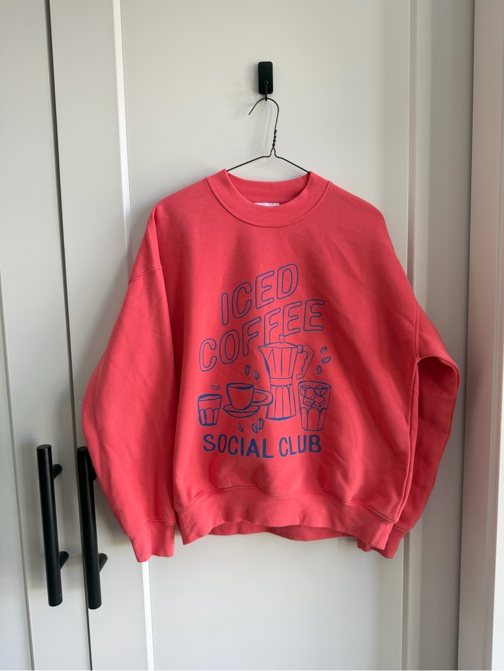 Size S Pink Lily Coral Graphic Crewneck Sweatshirt